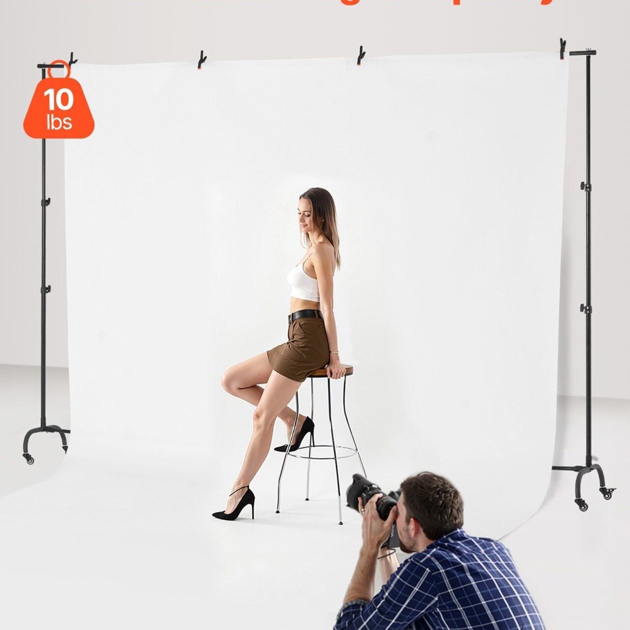 VEVOR-8.5' x 10'-Black-Adjustable Backdrop Stand for Photography and Events-1 Piece